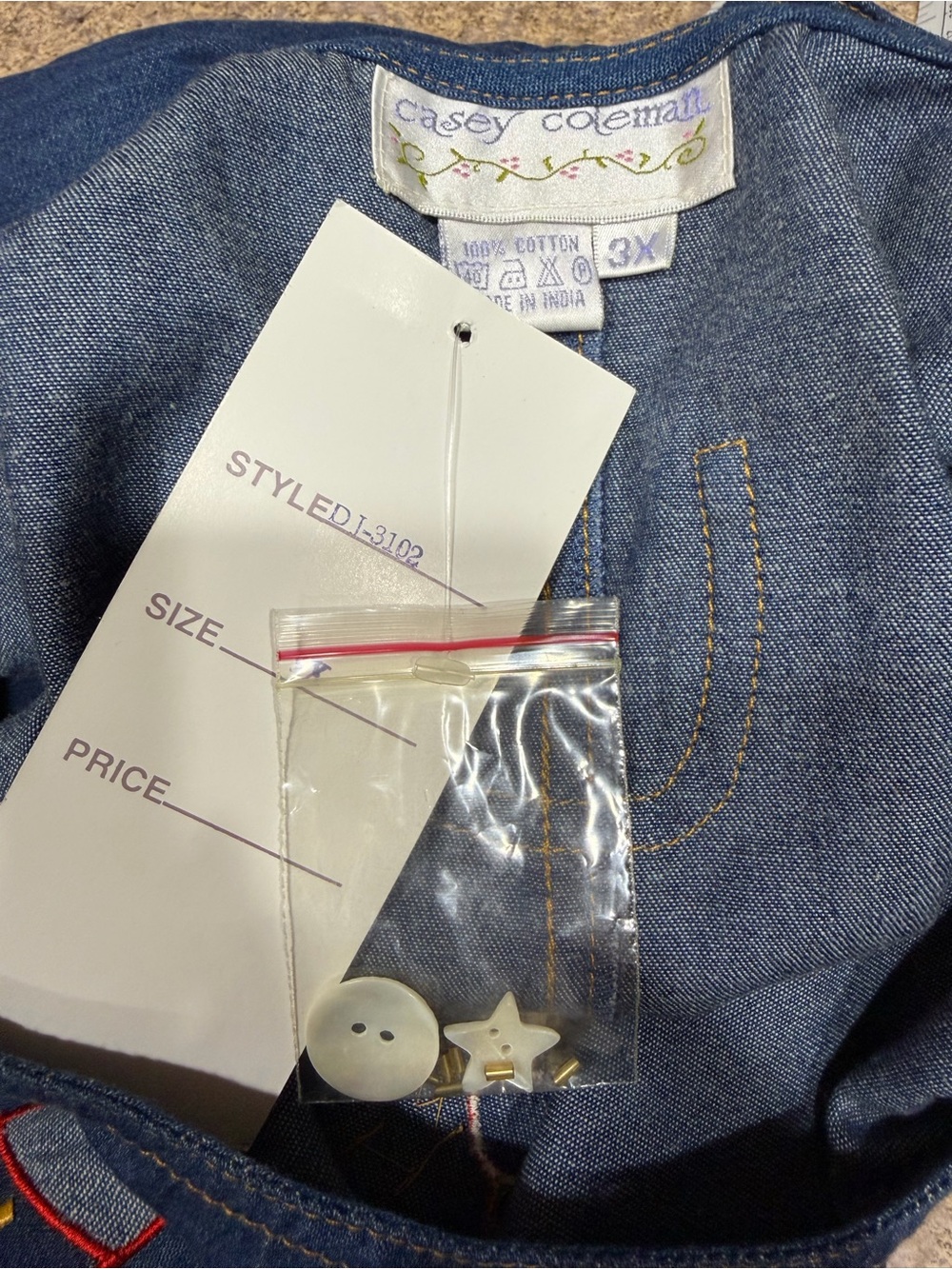 Vintage 90s Casey Coleman Embroidered Lighthouse Denim Jumper Dress NWT 3X - Picture 10 of 12
